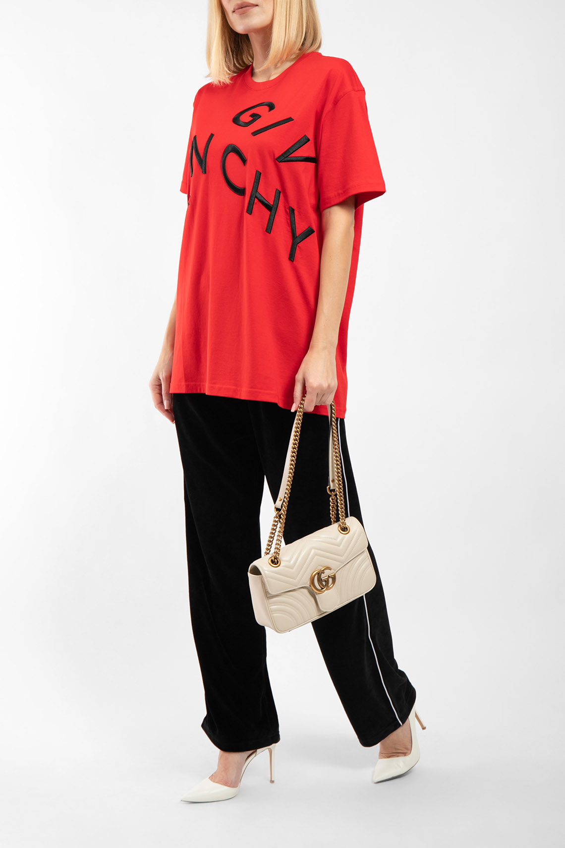 Красная хлопковая футболка oversize с логотипом Givenchy купить в