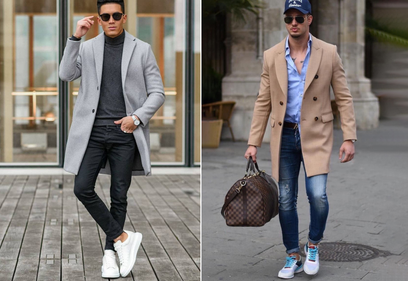 Пальто в стиле милитари и джинсы slim-fit